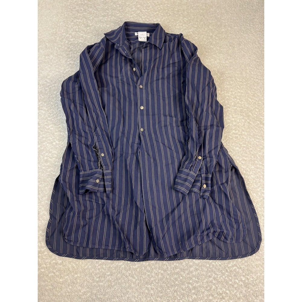 Hope Shirt Dress‎ Womens 8 Blue Stripe Coast Long Sleeve Button Front Collared